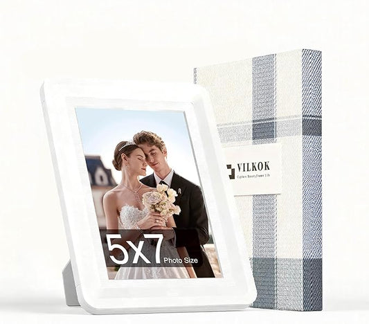 White 5x7 Picture Frame with Acrylic Front, ABS Frame for 5x7 or 4x6 Photos, Shatterproof UV-Resistant Tabletop Photo Frame, Vertical/Horizontal Display for Home Décor