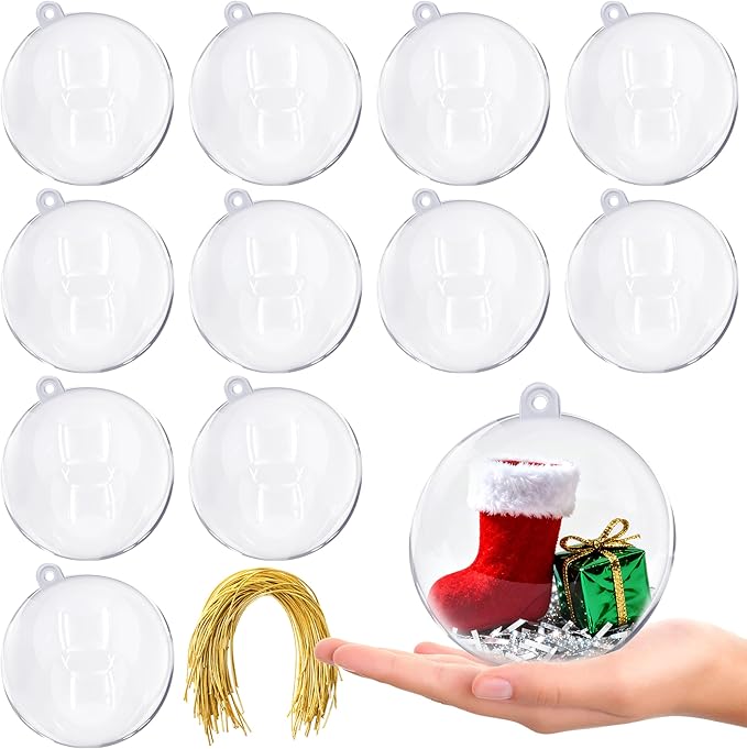 26 Pcs 3.15 inches Fillable Christmas Ornaments Balls, Large Clear Plastic Fillable Hanging Ornament Ball for DIY Crafts, Shatterproof Transparent Ornaments Bulk for Xmas Tree Party Decor