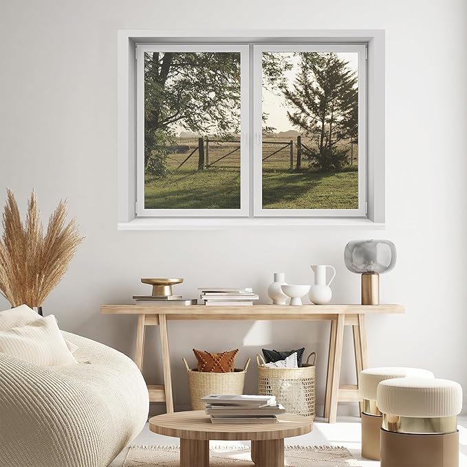 SIGNWIN Removable Wall Sticker/Wall Mural Window Pastoral Landscape with Fence and Greenery Photography Realism Decorative Landscape Digital Art for Living Room, Bedroom, Office - 24"x32"