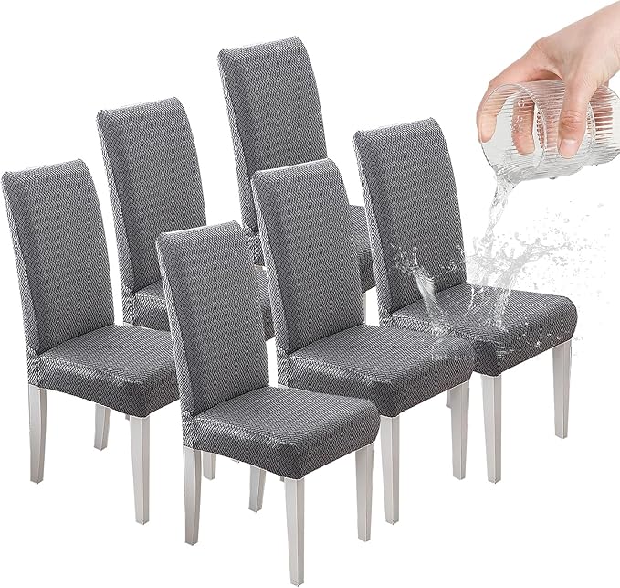 Parsons Dining Chair Cover, Detachable Sofa Chair Cover, Retractable Chair Cover (6, Gray)