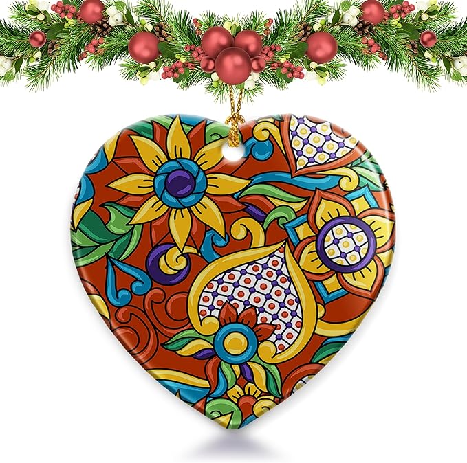 Christmas Ornaments 2025,Mexican Talavera Ornaments for Christmas Tree Holidays Ornaments Decorations,adornos de Navidad Ceramic Ornaments Xmas Gifts Idea for Home Decor