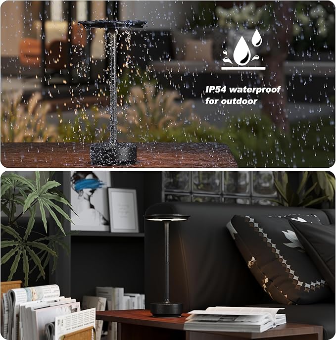 1 Pack Rechargeable Table Lamps Cordless, Portable 5000mAh Outdoor Table Light, 3 Color Stepless Dimming LED Table Lamp with Memory Function, for Home/Dinner/Patio/Restaurant.(Diamond Black)