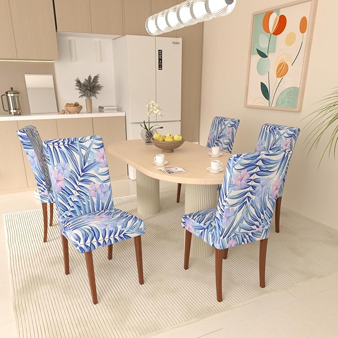 Stretch Dining Chair Covers Set of 2,Floral Print Chair Covers,Soft Removable Washable,Pet Friendly Furniture Protector,Universal Chair Slipcovers for Home, Kitchen,Ceremony Dining Room Seat
