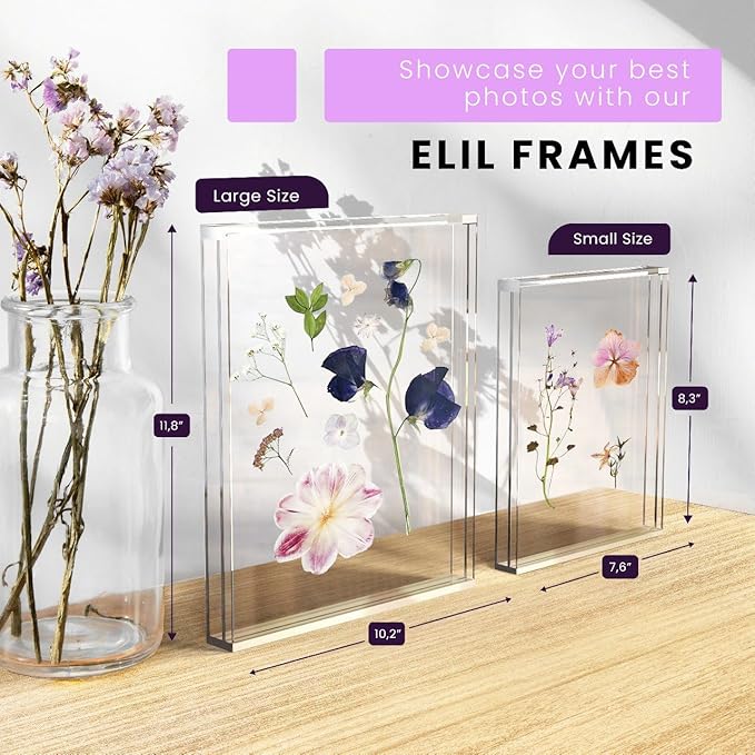 5x7 Clear Acrylic Picture Frame Pack of 2 – Floating Polaroid Fujifilm Instax Display 8.3" x 7.6" Holds 5x7 Photo or 6 Instax Mini Polaroid Go Prints Double-Sided Collage for Desk Wedding Anniversary