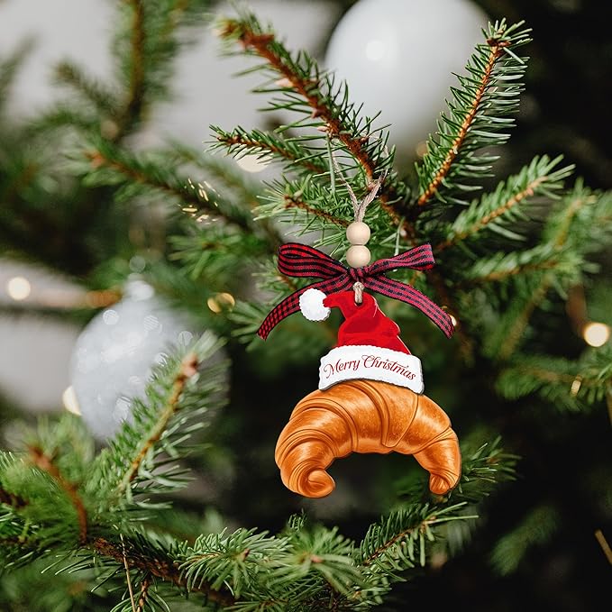 Croissant Ornament - Food Ornaments, Paris France French Breakfast Ornaments for Christmas Tree - Croissant Gift for Paris Lover, Baker - Wood Ornament 2025