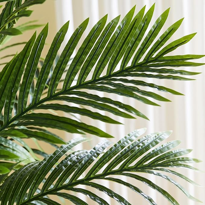 Artificial Palm Tree 5FT - Tall Fake Tree with Black Taper Planter & Pebbles, UV Resistant for Indoor & Outdoor, Large Potted Faux Plant, Tropical Areca Floor Plant for Living Room, Office, Home Decor