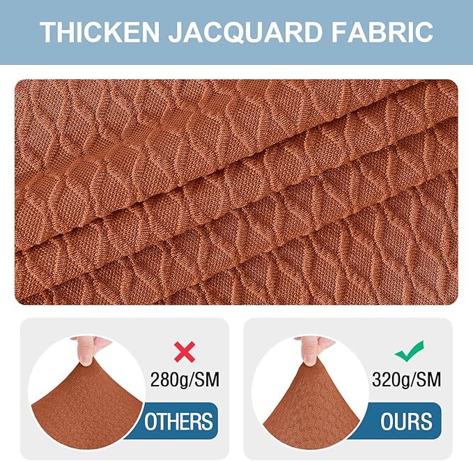 Smiry Stretch Jacquard Seat Covers for Dining Room Chairs Set of 6, Removable Washable Chair Seat Protector Slipcovers, No Rear Covers, Rust