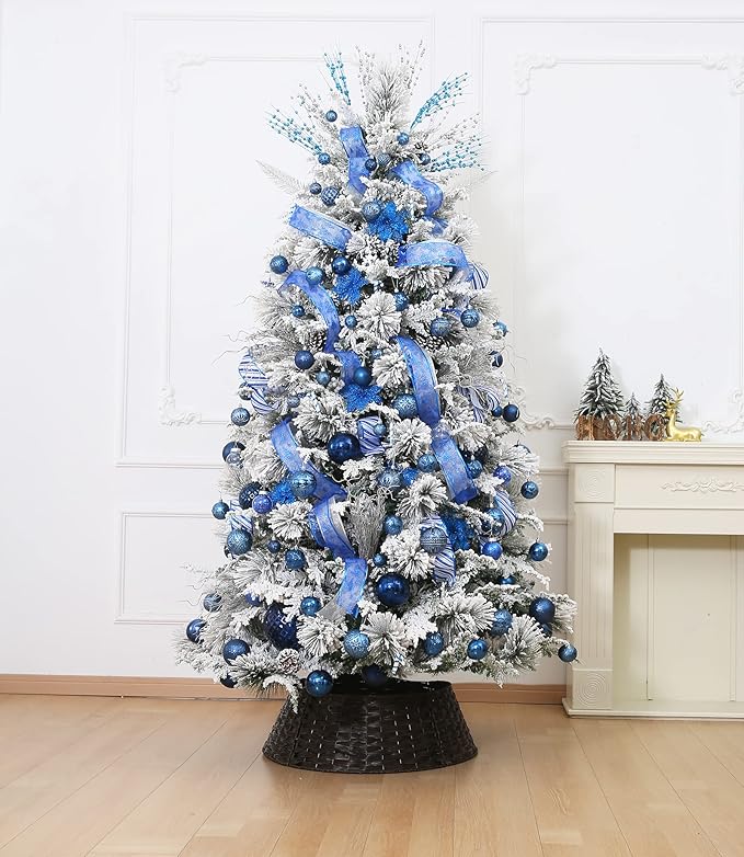 20ct Navy Blue Christmas Ball Ornaments Shatterproof Plastic Christmas Tree Decorations for Xmas Party Home Office Holiday Decor -Large Size (3.15", 80mm)