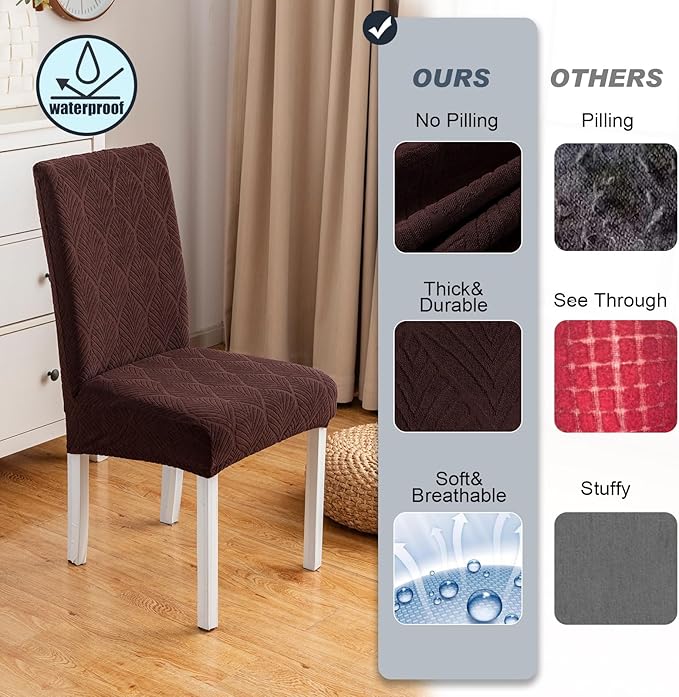 Waterproof Dining Chair Covers, Chair Covers for Dining Room, Stretch Parsons Chair Slipcover, Removable, Washable for Dining Room Kitchen Chair Protector Cover