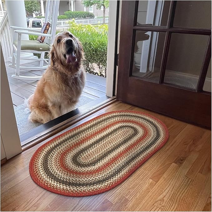 Chester Oval Braided Rug 27x45 - Lodge and Cabin Style Jute Entryway Rug