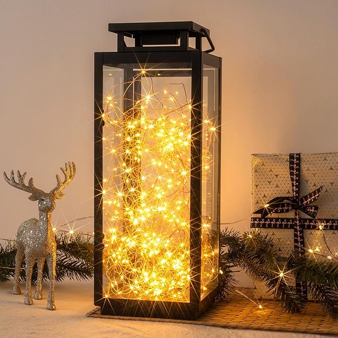 200FT Warm White Plug in Fairy Lights 600 LED Waterproof Copper Wire String Lights with Remote for Christmas Tree Bedroom Porch Patio Garden Wedding Party