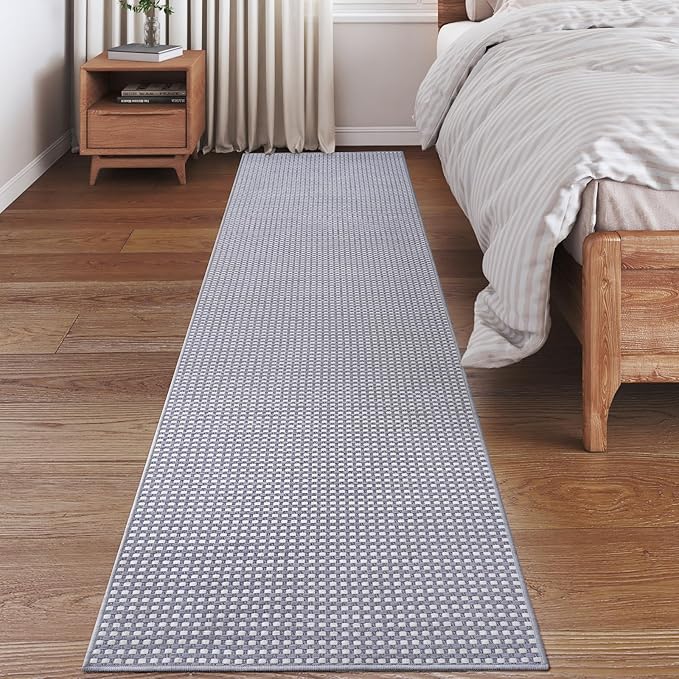 2x6 ft Boho Kitchen Runner Rugs Mat Woven Runners for Hallways Washable Non Slip, Soft Long Entryway Laundry Hall Floor Runner Carpet for Indoor Backdoor Bedroom Kitchen Living Room, Gray