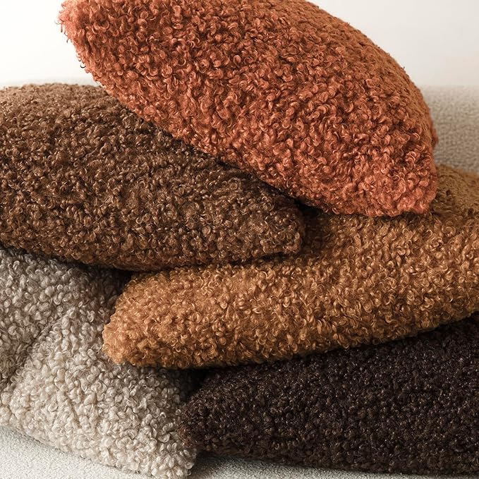 Foindtower 2 Pieces 26x26 Inch Burnt Orange, Faux Fur Throw Pillow Cover Accent Sherpa Furry Pillow Cover Fuzzy Soft Pillowcases Cozy Sheepskin Decorative Fleece Cushion Case for Bed Couch Living Room