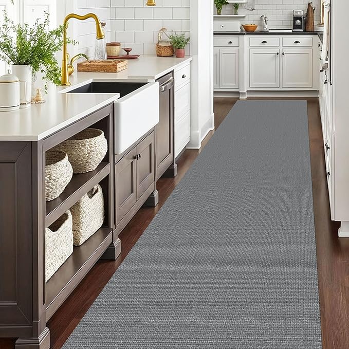 EARTHALL Extra Long Runner Rug 3x14 Ft Washable Runners for Hallways Cotton Non Slip Entryway Runner Braided Kitchen Runner Indoor Outdoor Carpet Runners for Stair, Hall, Foyers, Charcoal Gray
