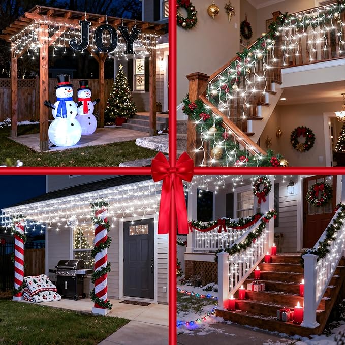 504 LED Fairy lights for Bedroom, 50ft Christmas Window Lights with 112 Drops 12 Modes, Dimmable Curtain Lights, String Lights Indoor Outdoor for Holiday Wedding Party Home Decorations, Cool White