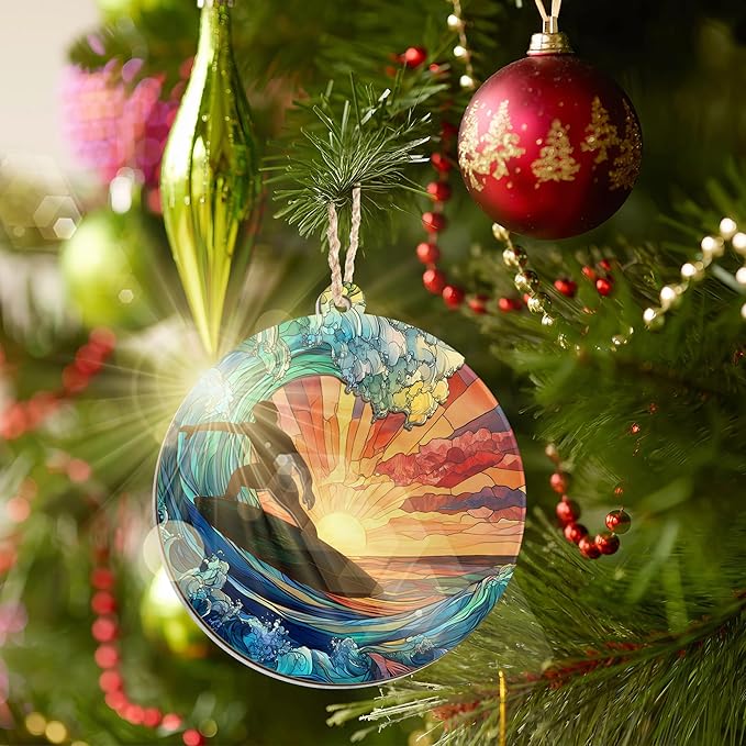 Surfboard Ornaments for Christmas Tree - Suncatcher Christmas Ornaments 2025 - Surfer Gifts for Men Women, Surfboard Ornament, Beach Gifts for Surfers Beach Lovers Friends, Beach Ornament