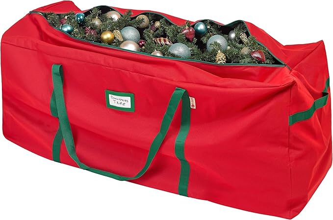 HOLDN’ STORAGE Christmas Tree Bag Heavy Duty 600D Oxford - Christmas Tree Bags Storage Fits Up To 7.5Ft, Extra Wide, Waterproof Storage Bags with Reinforced Handles & Zipper - Red