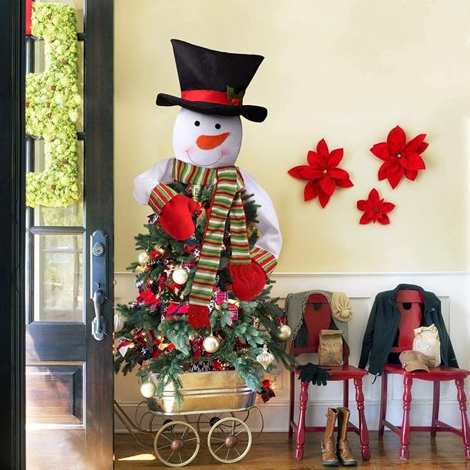 Christmas Tree Topper Snowman Top Hugger for Xmas Tree Holiday Decorations Winter Wonderland Decoration New Year Decorations