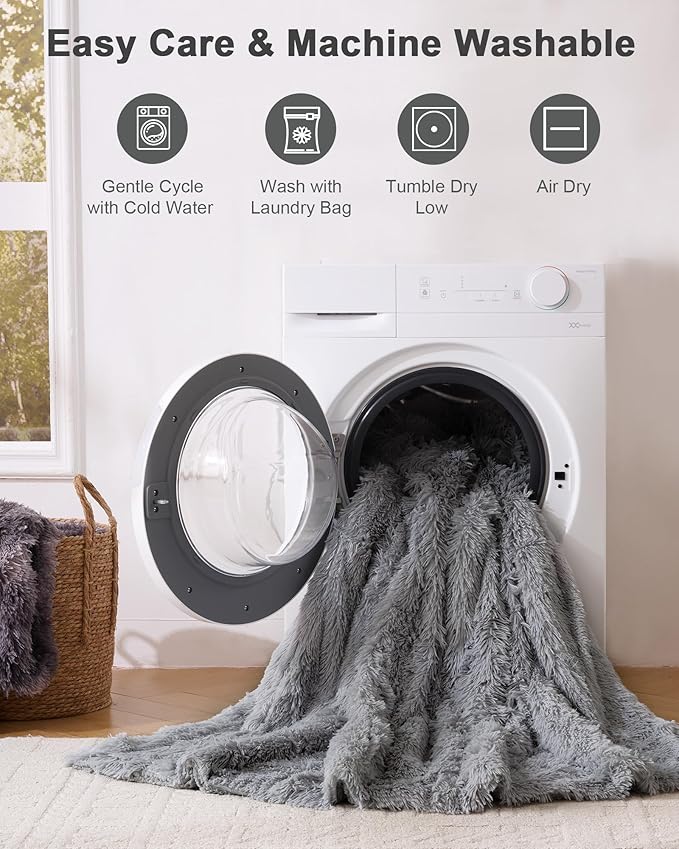 Super Soft Fluffy Faux Fur Throw Blanket for Couch, Fuzzy Sherpa Fleece Cozy Warm Gifts for Women, Room Decor Christmas Plush Thick Throw for Men, Minky Teen Gifts Winter Bedding, 50" x 60"