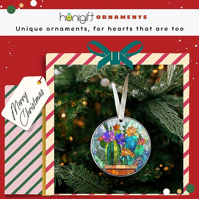 Cactus Ornament - Cactus Ornaments for Christmas Tree, Plant Succulent Ornaments - Plant Gifts for Women, Plants Lovers, Succulent Lover - Acrylic Christmas Ornament 2025
