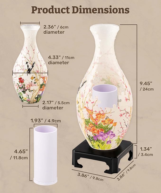 Pintoo 3D Puzzle Vase Unique Flower Vase Made by 160 Curved Plastic Puzzle Pieces House Warming Gift for Flower Arrangements and Home Decoration - [S1034] (Classic, Colorful Leaves)