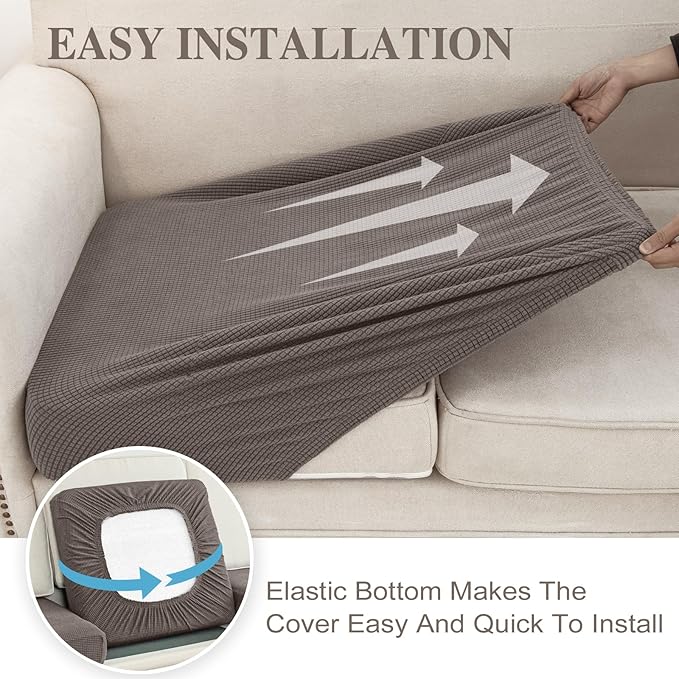Couch Cushion Cover Seat Cushion Cover Stretch Armchair Cover Separate Sectional Sofa Slipcovers Furniture Protector(1 Piece for Seat or Sofa Backrest, Taupe)
