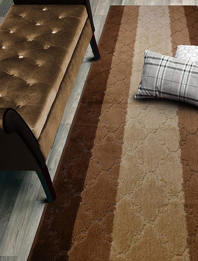 Custom Size Hallway Runner Rug, Slip Resistant, 26 Inch Wide X Your Choice of Length, Trellis Brown, 26 Inch X 9 feet