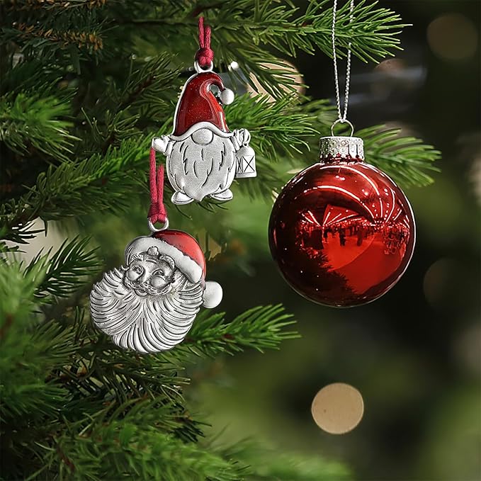 Christmas Ornaments, 2025 Solid Pewter Christmas Tree Ornament Handcrafted Metal DIY Hanging Craft Collectibles for Xmas Trees Home Party Party Gifts (Santa Gnome)