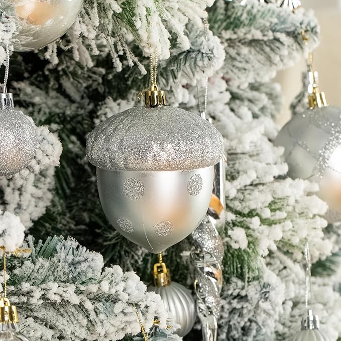 Fuovt 62pcs Silver Christmas Balls Ornaments Set - 3.15" Big Christmas Balls - Shatterproof Plastic Decorative Baubles for Xmas Tree Decor Holiday, Wedding, Party Decoration (Silver)