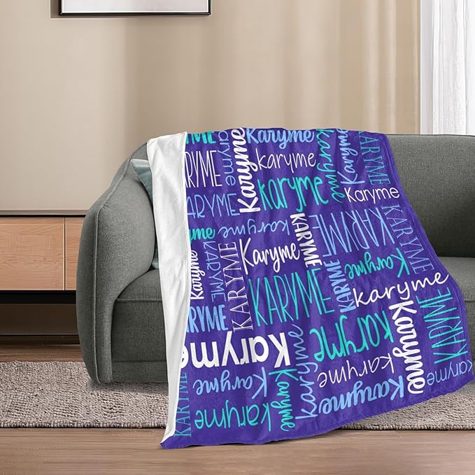 Personalized Name Blanket for Kids and Adult Customized Blanket for Boys Girls Baby Personalized Blanket and Throws Super Soft
