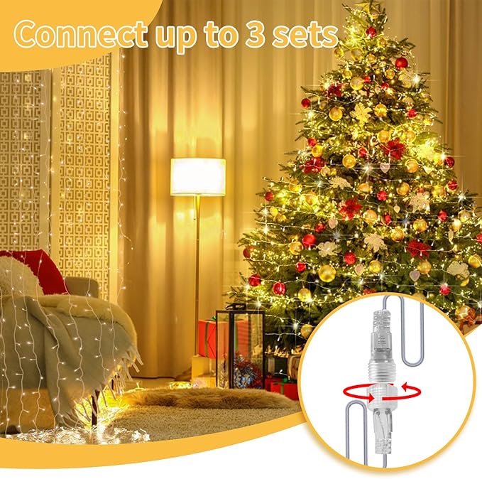115 FT 350 LED Christmas Lights Fairy Lights 8 Modes & Timer Connectable Twinkle Plug in Outdoor Waterproof LED String Lights for Bedroom Xmas Tree Party Holiday Decorations(Warm White)