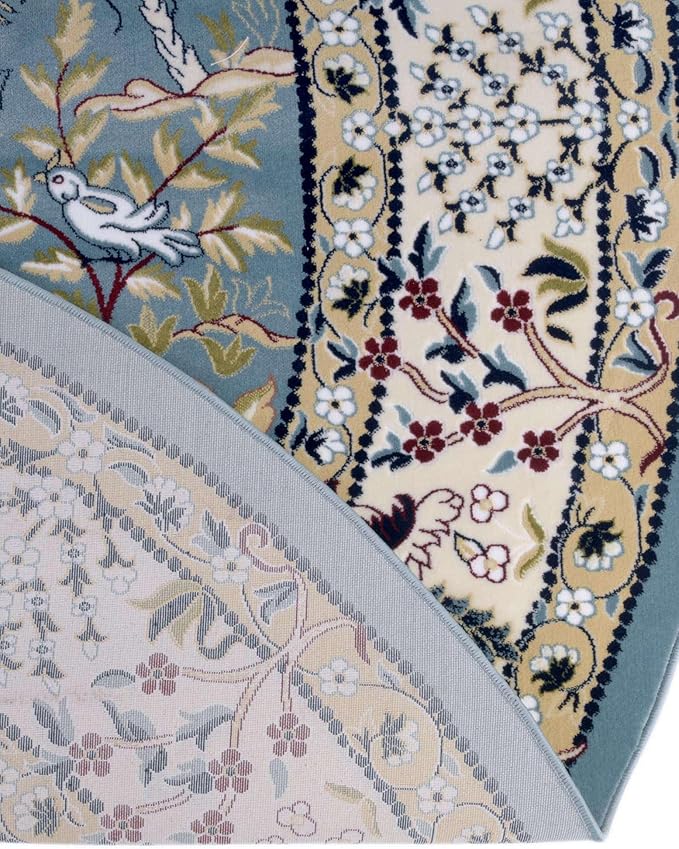 Unique Loom Narenj Collection Area Rug - Bristol (5' 3" x 8' Oval, Blue/ Beige)