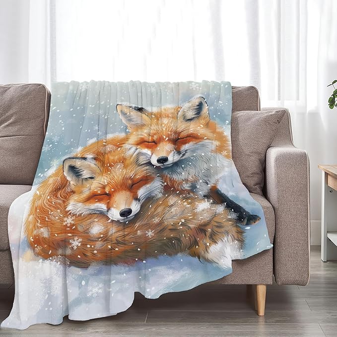 Tijuboni Fox Throw Blanket Fox Gifts for Girls Boys Women Men Kids Adults Soft Flannel Fleece Blanket for Couch Sofa Bed Home Decor 50"x60"