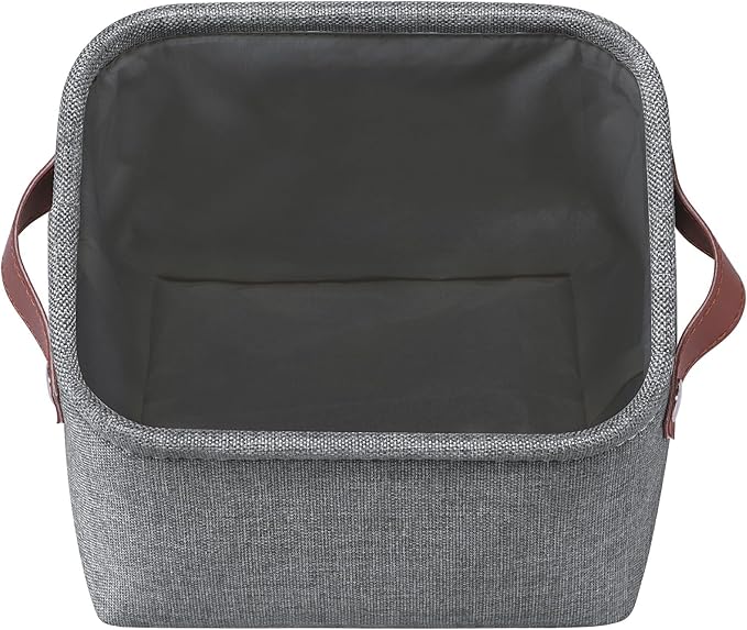 Kntiwiwo Small Fabric Storage Bins, 7.8x6.7x5.9 inch Mini Storage Cubes 4-Pack Storage Basket for Makeup Collapsible Fabric Storage Organizer with Handles, Decorative Basket for Desk, Shelves, Grey