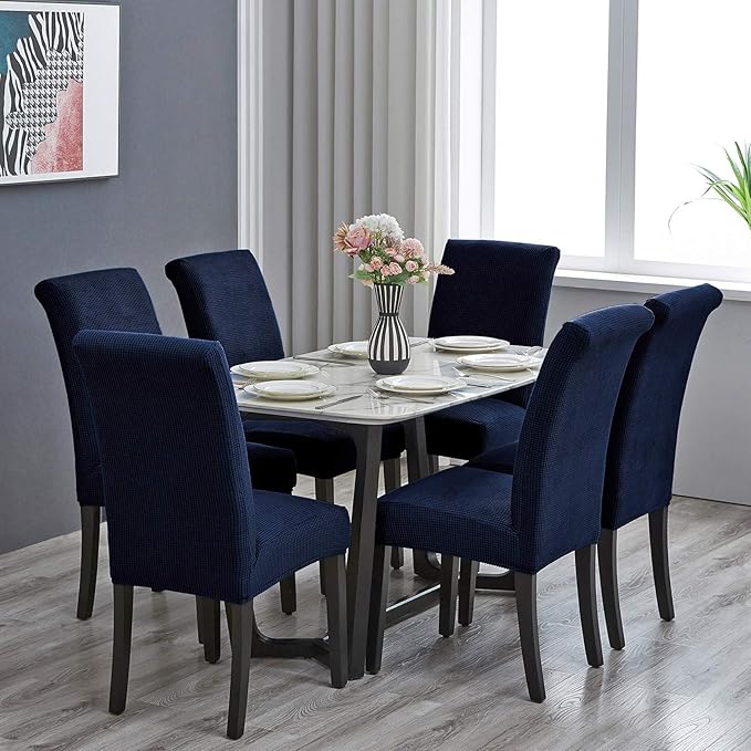 Howhic Stretch Chair Covers for Dining Room Set of 2, Removable Washable Dining Room Chair Covers, Dining Chair Slipcovers Seat Protector, Great for Home and Banquet Decor (Navy, 2 Pack)