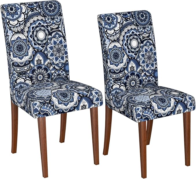 Stretch Dining Chair Covers Set of 2,Floral Print Chair Covers,Soft Removable Washable,Pet Friendly Furniture Protector,Universal Chair Slipcovers for Home, Kitchen,Ceremony Dining Room Seat