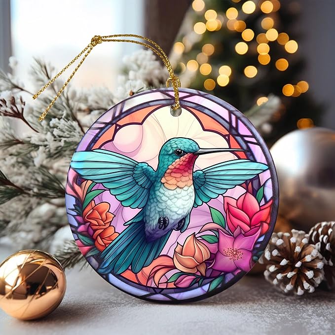 Touber Hummingbird Hanging Ornament - Christmas Tree Decor for Bird Lovers - Pattern D
