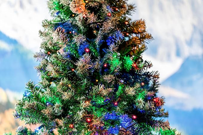 Novelty Lights 25 Feet 50 LED True Twinkle Multicolor Outdoor Christmas String, 100% Twinkle 5mm LED Lights on Green Wire, Commercial Grade UL Listed, Connectable End to End