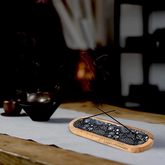 Casa Copenhagen Wooden Incense Holder & Incense Ash Catcher, Pack of 4, Modern Incense Stick Holder for Gifting & Décoration of Home,Yoga,Spa,Hotel - Moon Ray