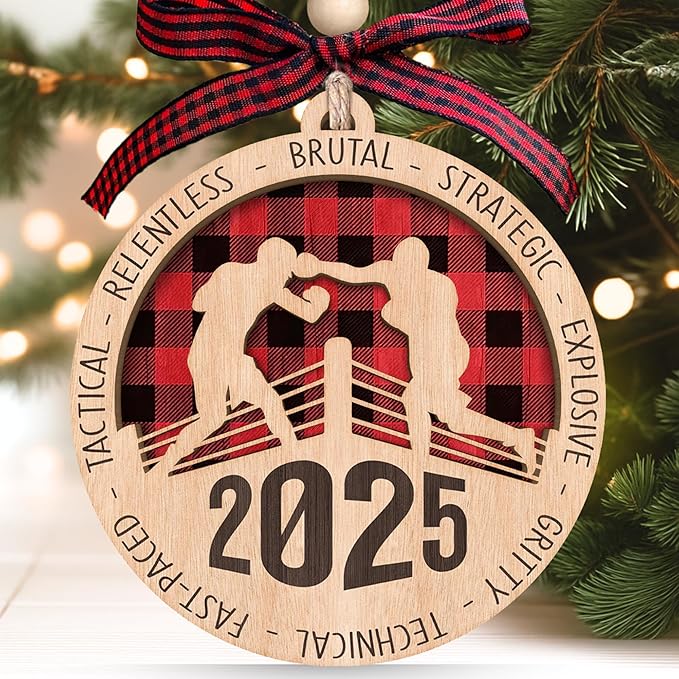 Boxing Ornament - Boxing Glove Ornaments, Boxer Gloves Ornaments - Sports Boxer Gifts for Men, Women, Teenage Boys, Kids - 2 Layered Wood Christmas Ornament 2025