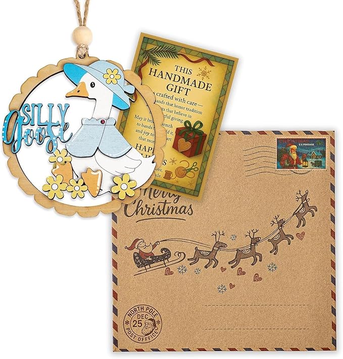 Goose Christmas Ornament, Goose Gifts, Silly Cute Funny Friend Decor, One Special Wooden Decorations for Birthday Tree Home Garden Animal Collectibles