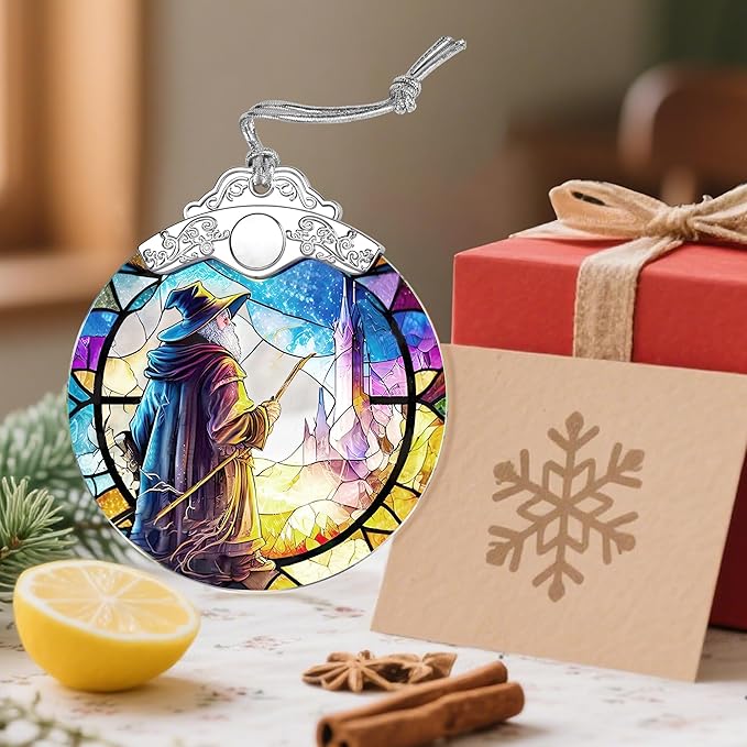 Stained Glass Ornament, Christmas Ornaments, Christmas Decorations for Tree, Holiday Decor, Holiday Party Gifts, Gift Ideas & Xmas Gift - Witch