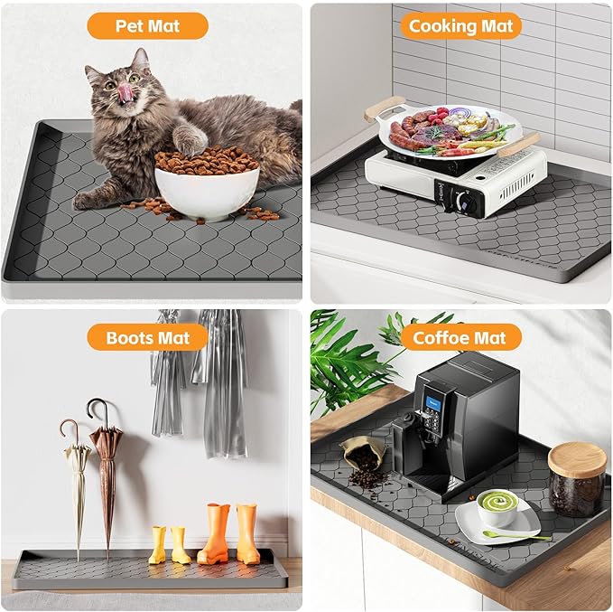 Silicone Under Sink Mat 22" x 22", kitchen Essentials and Gadgets, Shelf liner and Cabinet Protector, Home Organizers and Storage, Waterproof Bathroom Tray