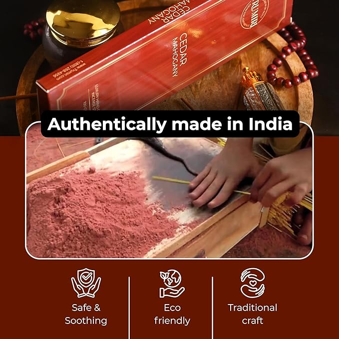 Cedar Mahogany Incense Sticks - Pack of 100 Inscents-Sticks - Inciensos Aromaticos para La Casa - Made with Natural Ingredients - Scented Insence Non Toxic Insense Incents