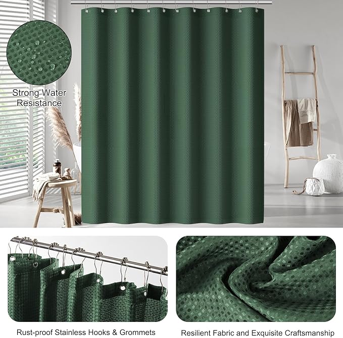 Bathroom Accessories Set - 24PCS Bathroom Set with Shower Curtain and Rugs, Trash Can, Toilet Brush Holder Set & Soap Dispenser – Stylish & Functional Bath Decor for Home, Apartment, Green