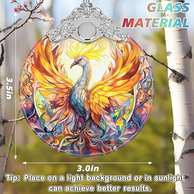 Stained Glass Ornaments - Phoenix Christmas Ornaments - Christmas Decorations for Tree - Holiday Present Ideas - Gift Exchange