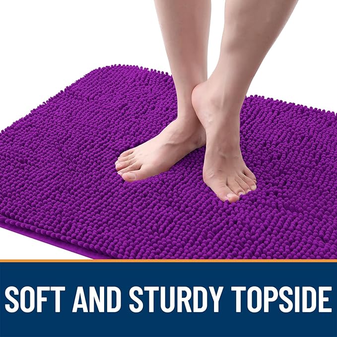 OLANLY Dog Door Mat for Muddy Paws 44x32, Absorbs Moisture and Dirt, Absorbent Non-Slip Washable Doormat, Quick Dry Chenille Mud Mat for Dogs, Entry Indoor Entryway Carpet for Inside Floor, Purple