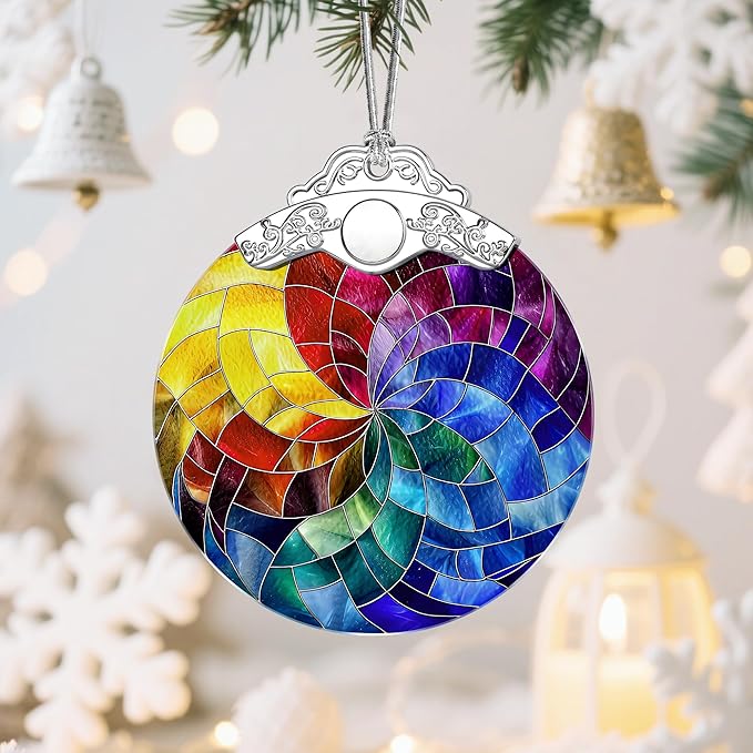 Christmas Ornaments: Christmas Tree Ornaments, Rainbow Spiral Holiday Decor, Stocking Stuffers, Gift Ideas, Xmas Gifts, Gifts for Art Lovers, Spiritual Seekers, Festive Decor Lovers