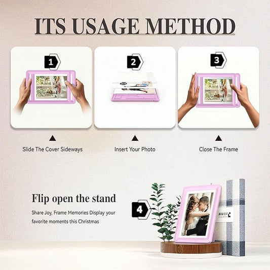 Pink 5x7 Picture Frame with Acrylic Front 2 Pack, ABS Frame for 5x7 or 4x7 Photos, Shatterproof UV-Resistant Tabletop Photo Frame, Vertical/Horizontal Display for Home Décor