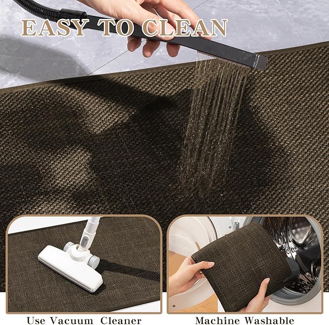 chakme Bathroom Rugs Mat 59x24, Ultra Thin Non Slip Bath Mat Large Quick Dry Absorbent Bath Mat for Bathroom Floor, (Brown, 59"x24")